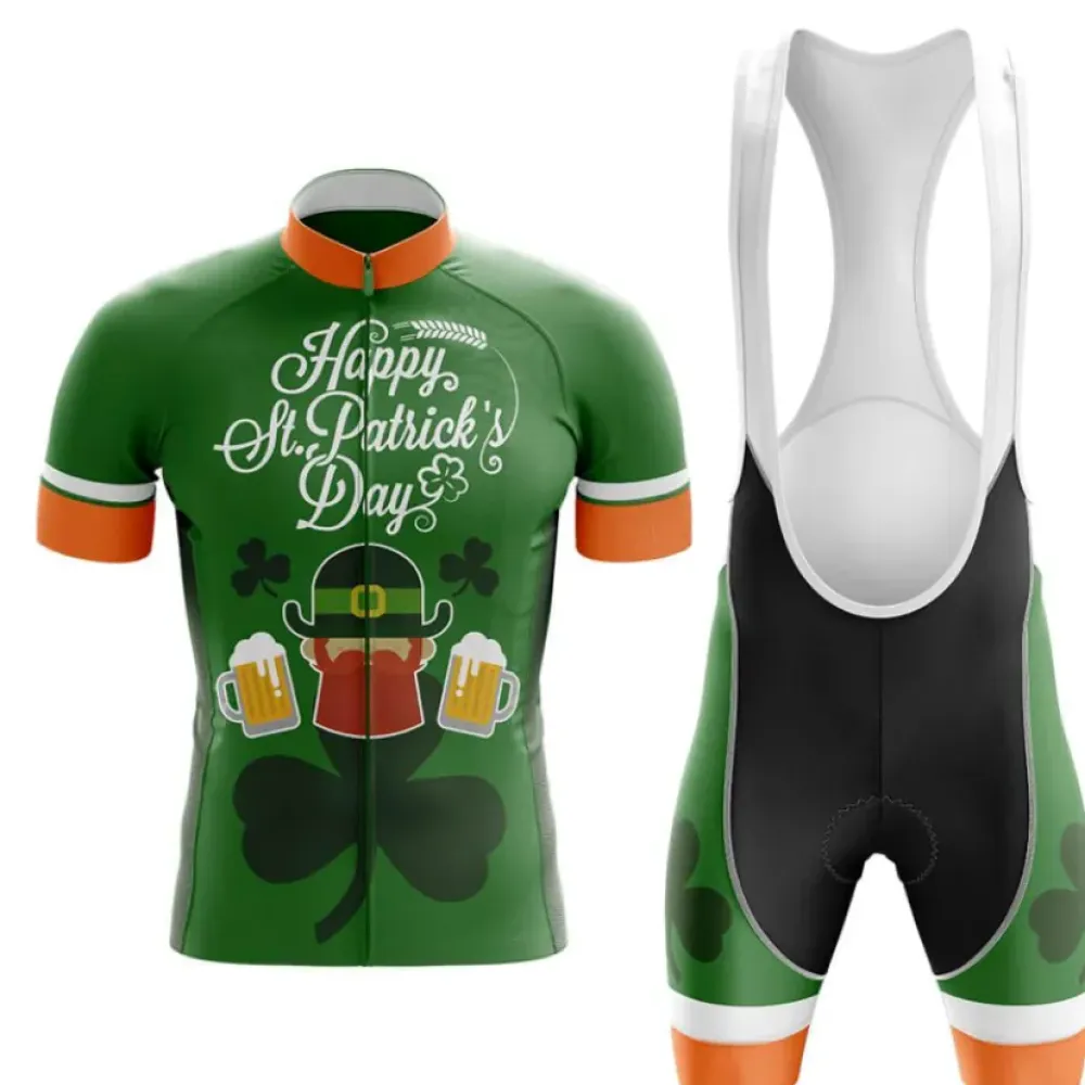 Happy St. Patrick's Day Cycling Kit Full Set Irish Pride Green/Orange/Black