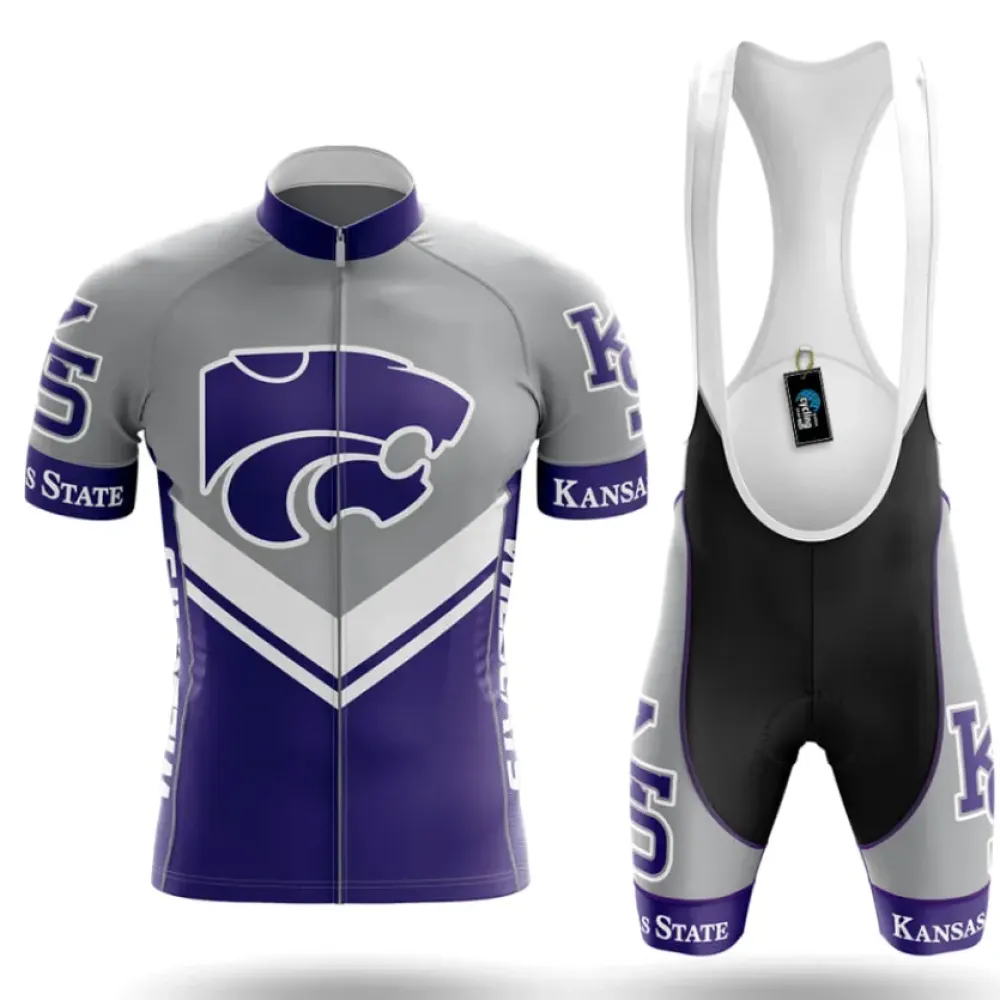 Kansas State University Cycling Kit Full Set Ver.3 Feature Purple/White/Grey