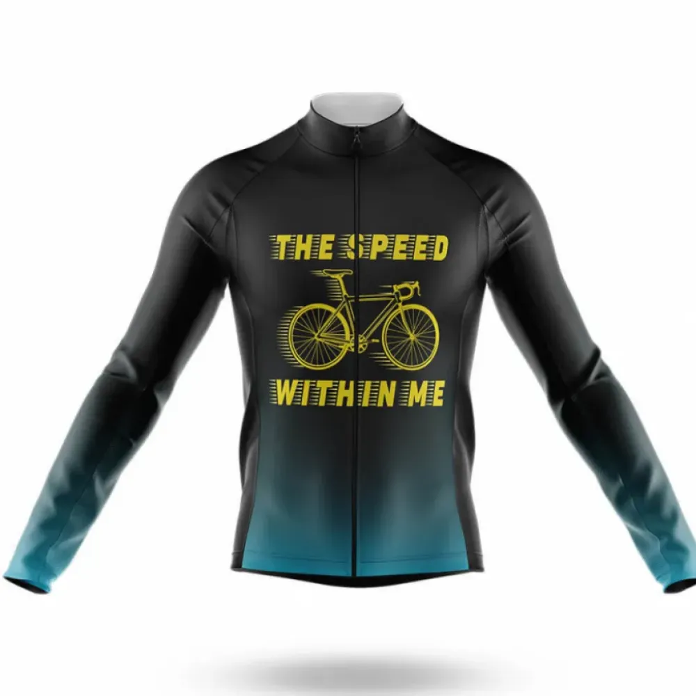 Speed Within Me Long Sleeve Cycling Jersey Black/Yellow/Teal