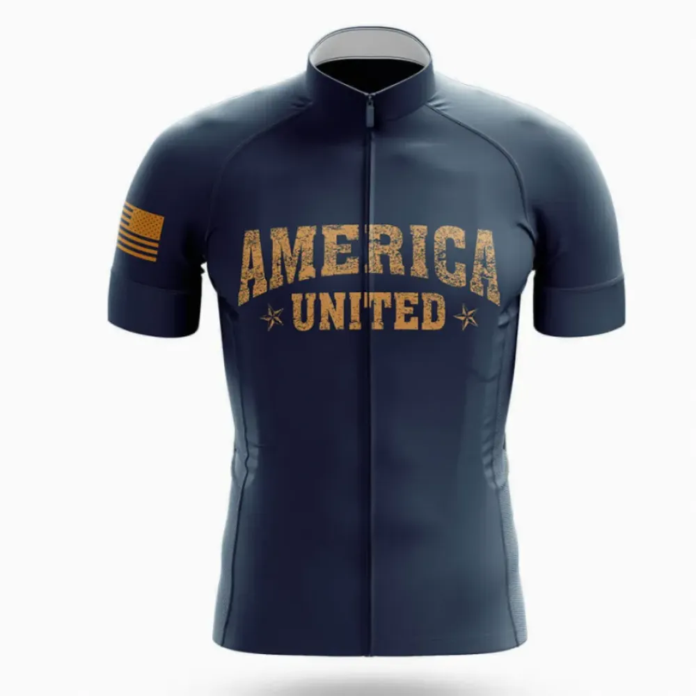 America United Cycling Jersey Navy/Gold/Black