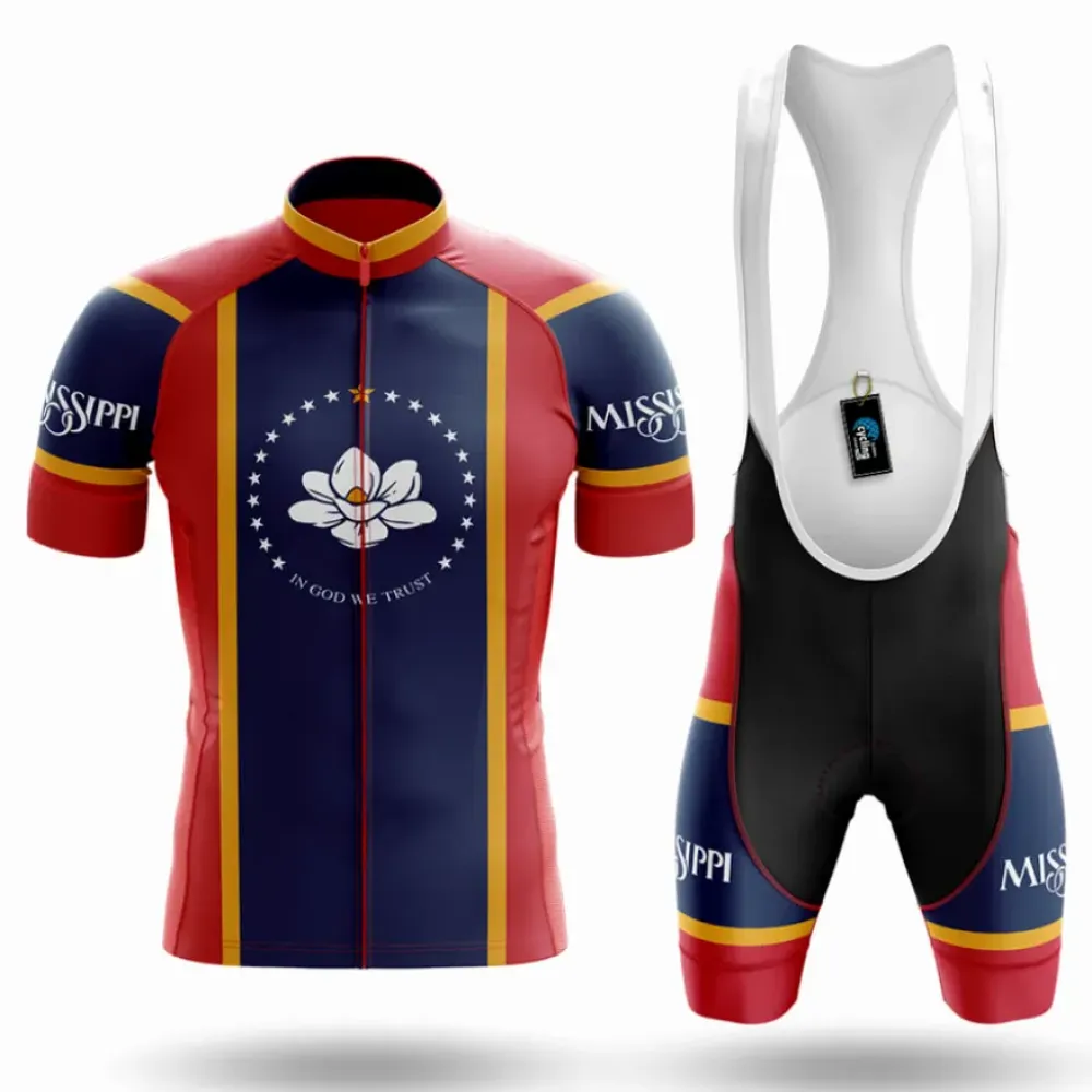 Mississippi State Flag Cycling Kit Full Set Unique Design Navy/Red/Yellow