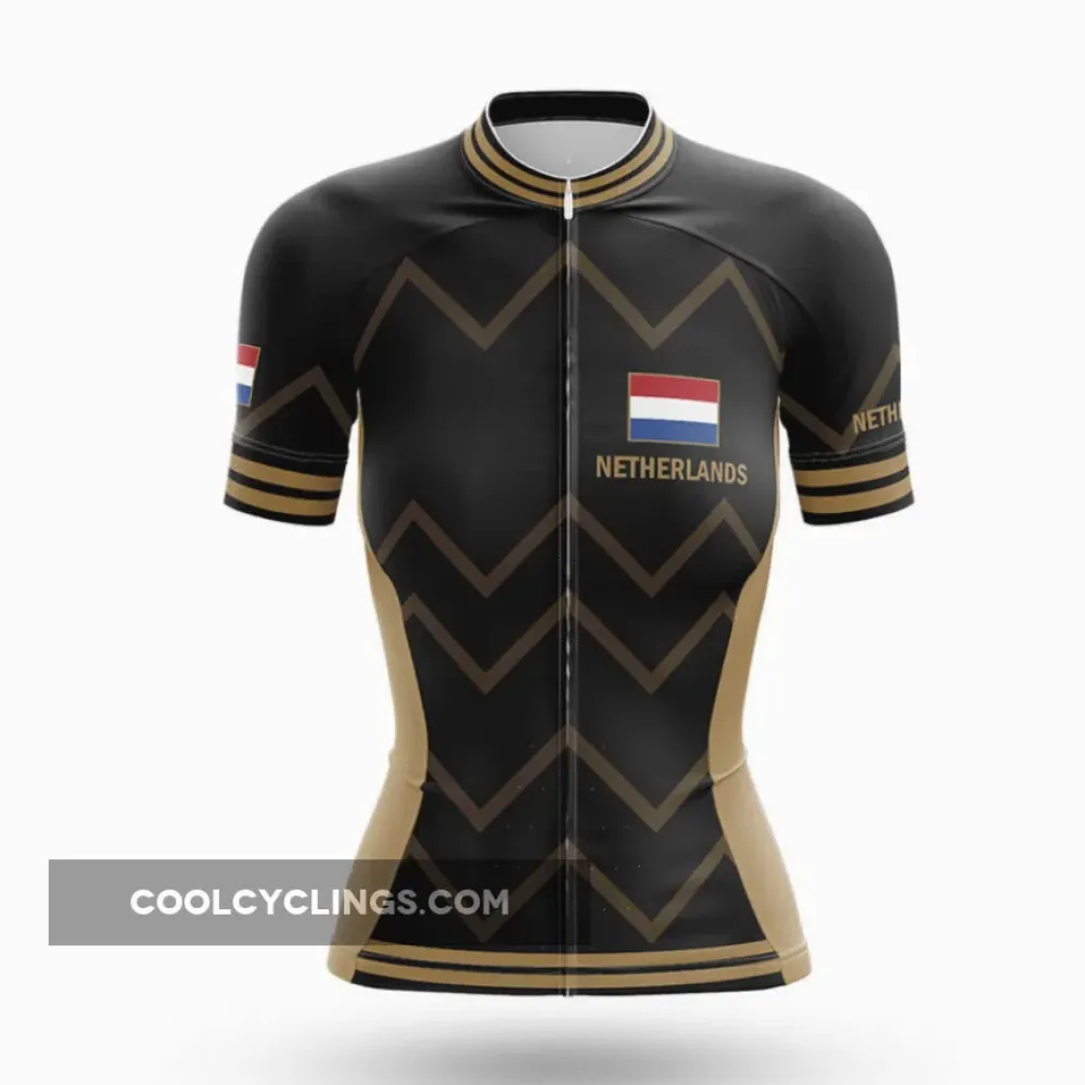 Netherlands Women V17 Cycling Jersey Black/Gold/Red