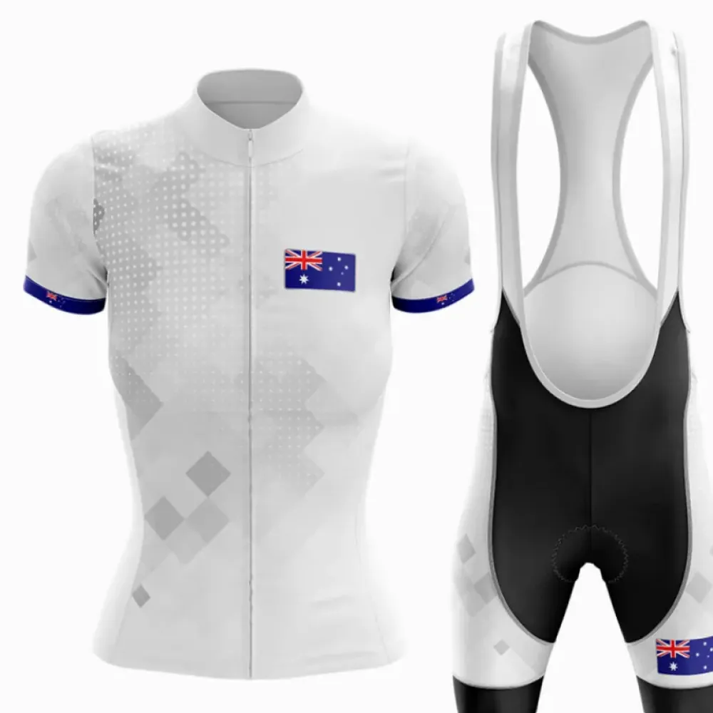 Australia Women Cycling Kit White/Black/Grey