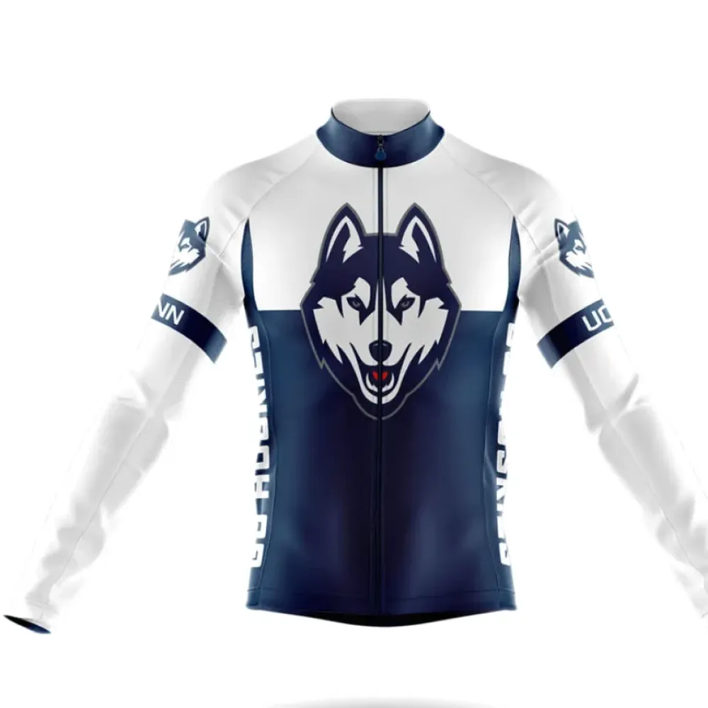 University of Connecticut Long Sleeve Cycling Jersey Ver.2 Wolf Navy/White/Grey