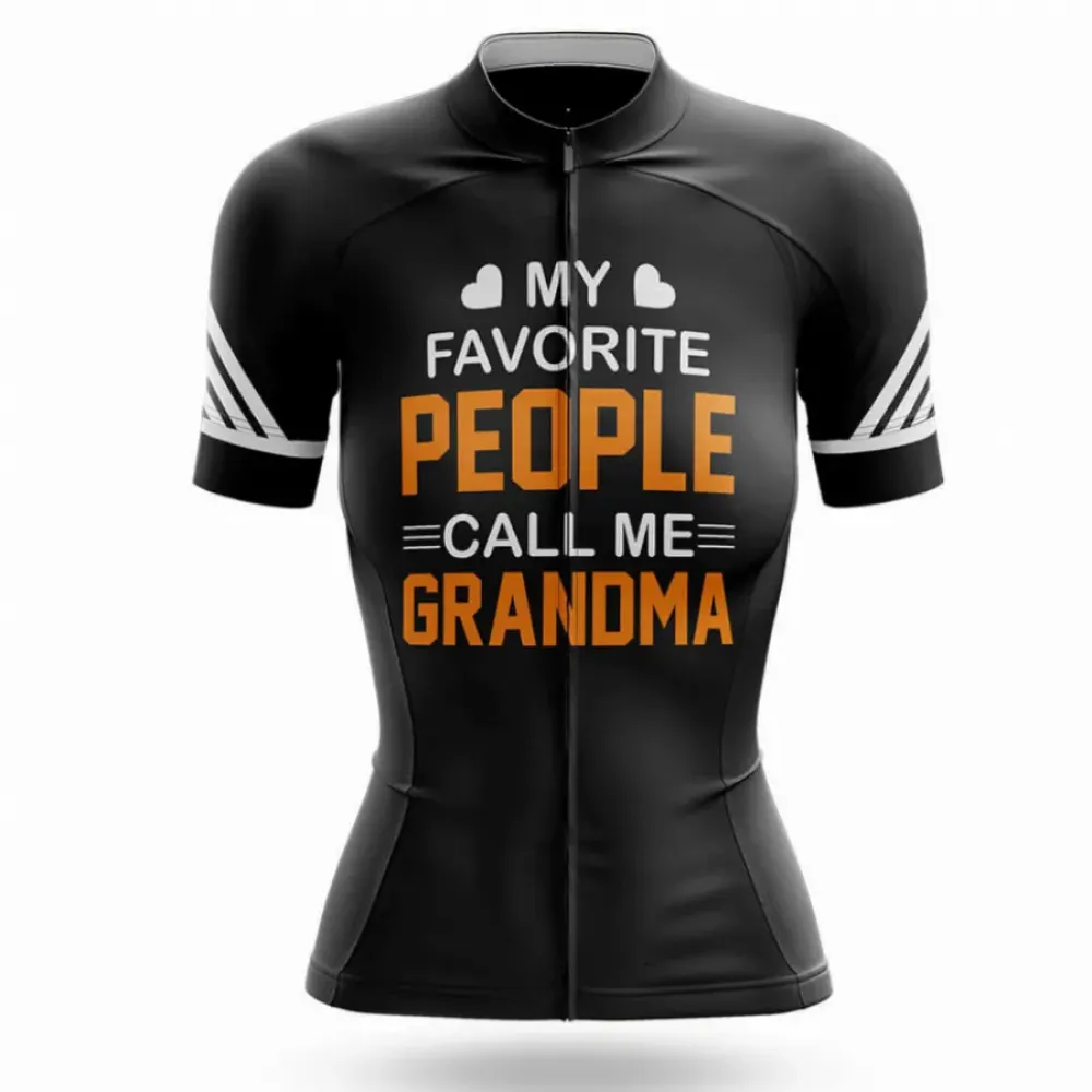Grandma Cycling Jersey Favorite People Black/Orange/White