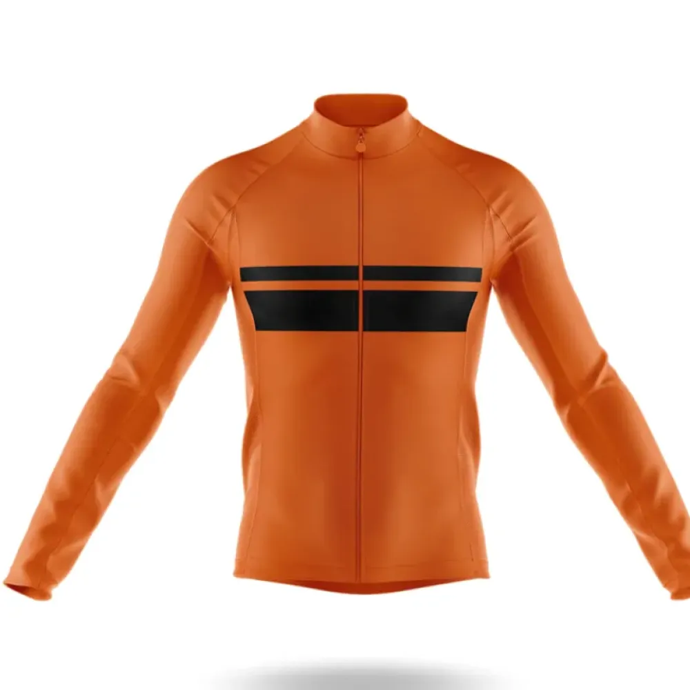 Classic Stripe Orange/Black/Brown Long Sleeve Cycling Jersey