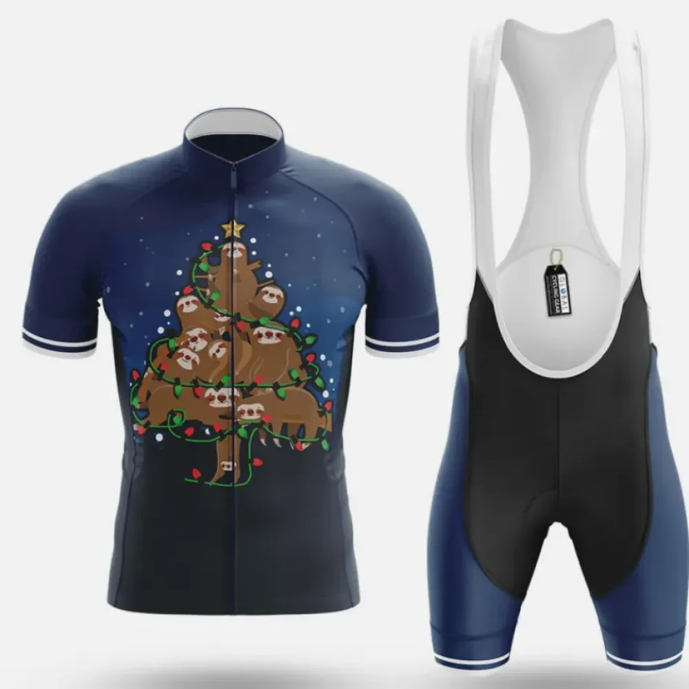 Cycling Gear Sloth Christmas Tree Navy/White/Grey