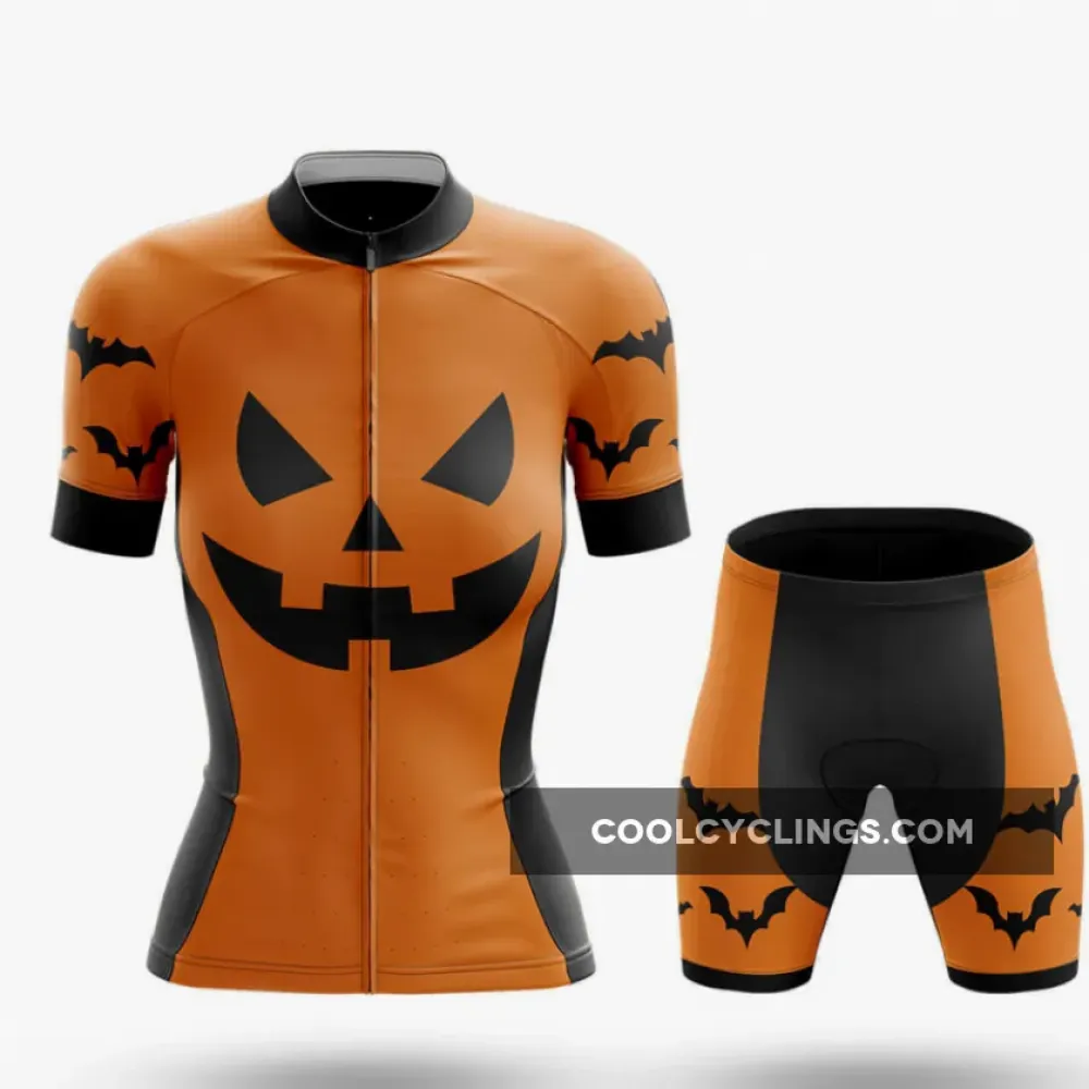 Women's Pumpkin Face Cycling Kit Orange/Black/Brown