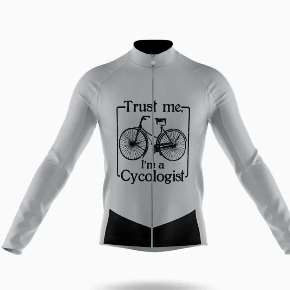 Cycling Jersey Trust Me Long Sleeve Gray/Black/White
