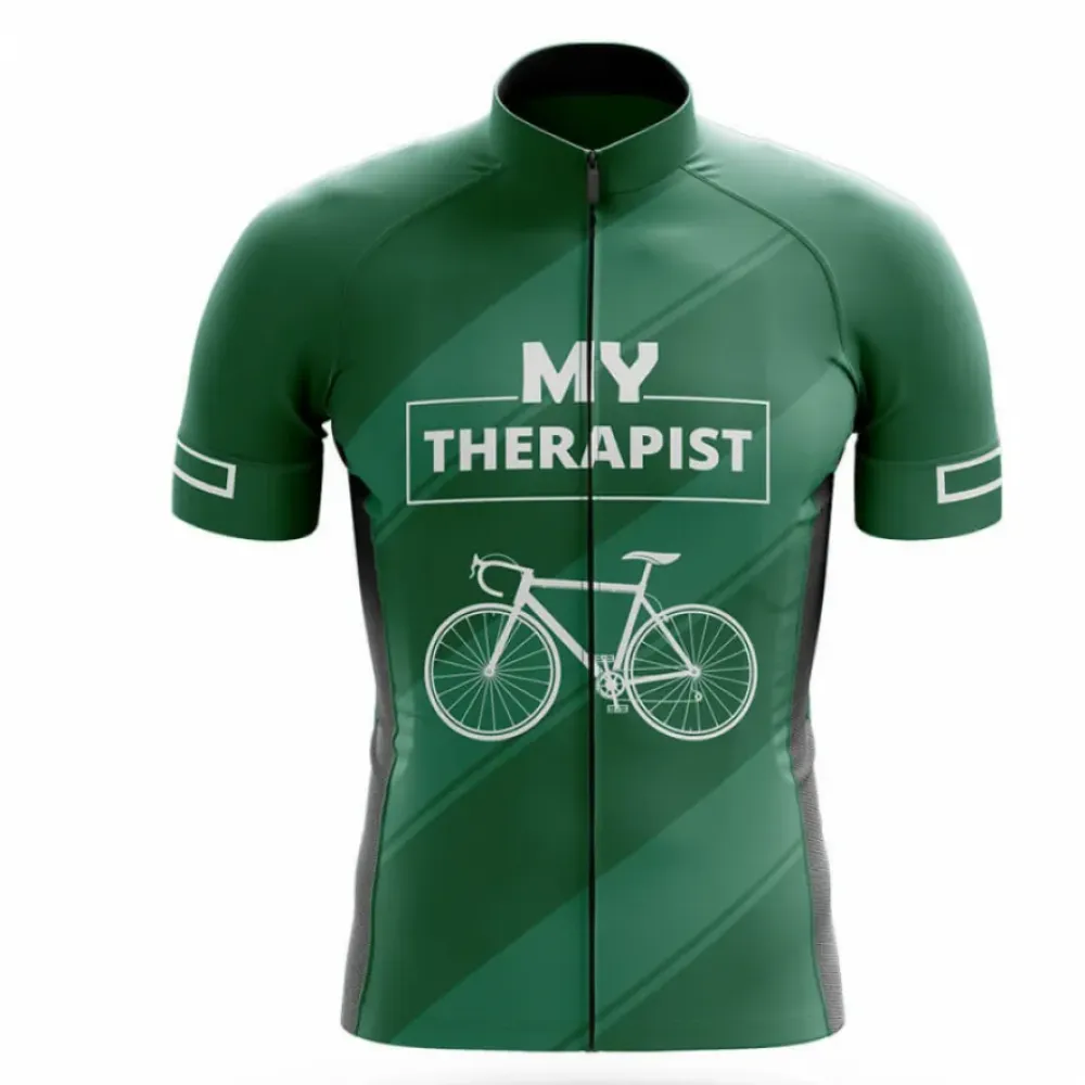 My Therapist Cycling Jersey Therapeutic Ride Green/Black/White