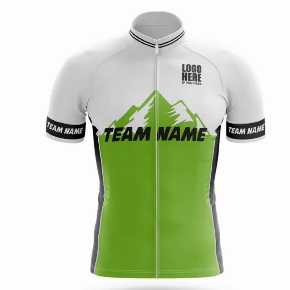 Custom Team Name Green/White/Black Cycling Jersey