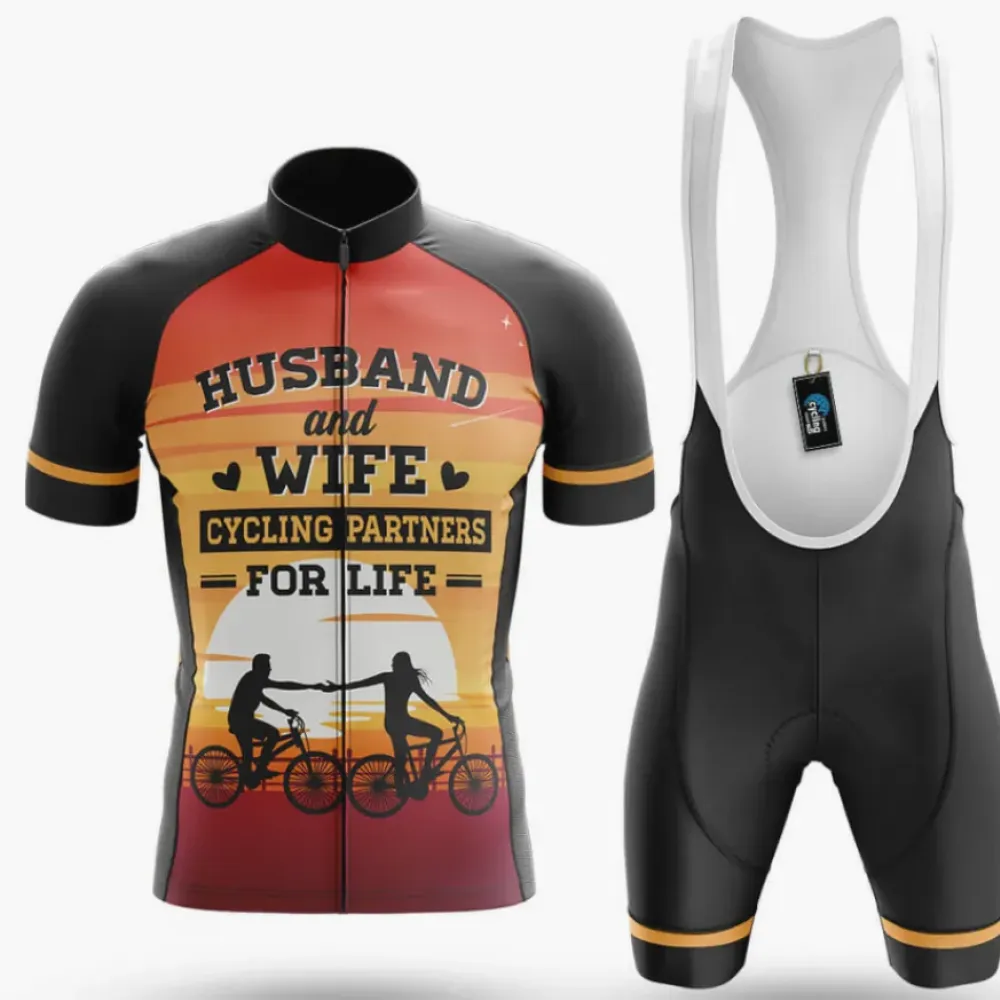 Cycling Kit Husband And Wife Partners For Life Black/Orange/Yellow