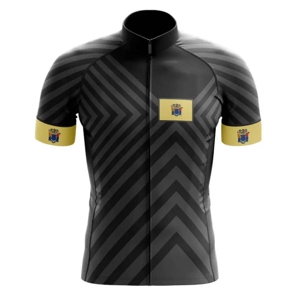 New Jersey V13 Black/Gold/Striped Cycling Jersey
