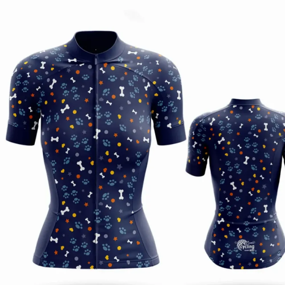 Cycling Gear Dog Lover V4 Paw Print Navy/Orange/Grey