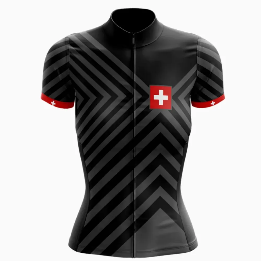 Switzerland Women V13 Cycling Jersey Black/Red/Grey