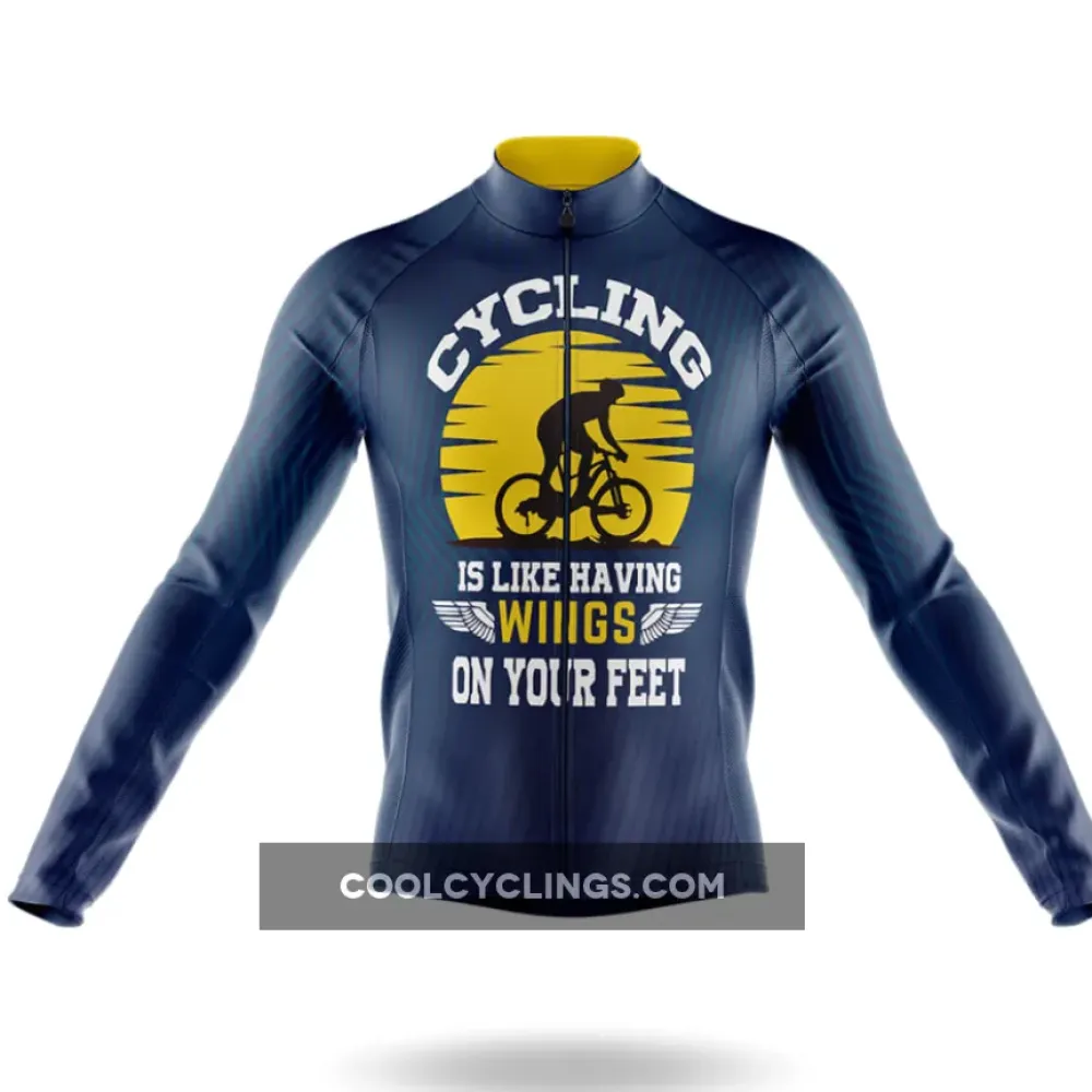 Cycling Wings Long Sleeve Navy/Yellow/Blue