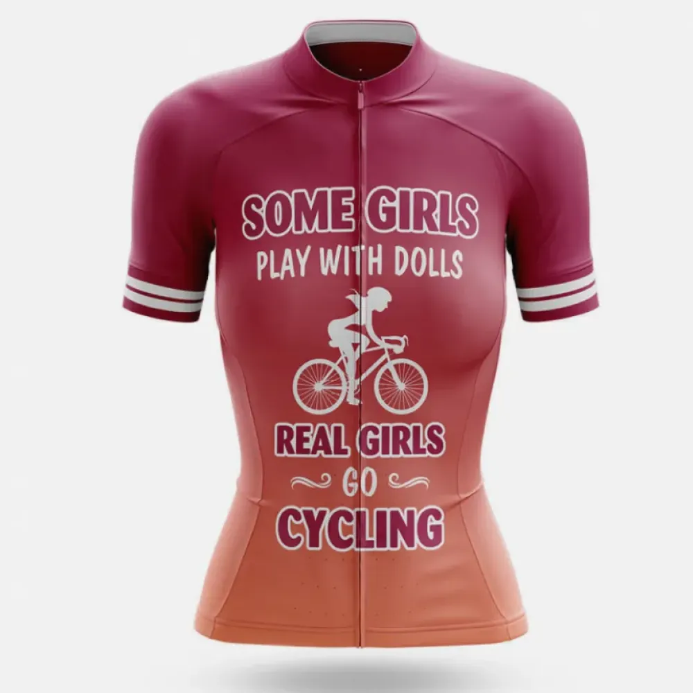 Cycling Jersey Real Girls Go Cycling Maroon/Pink/Orange