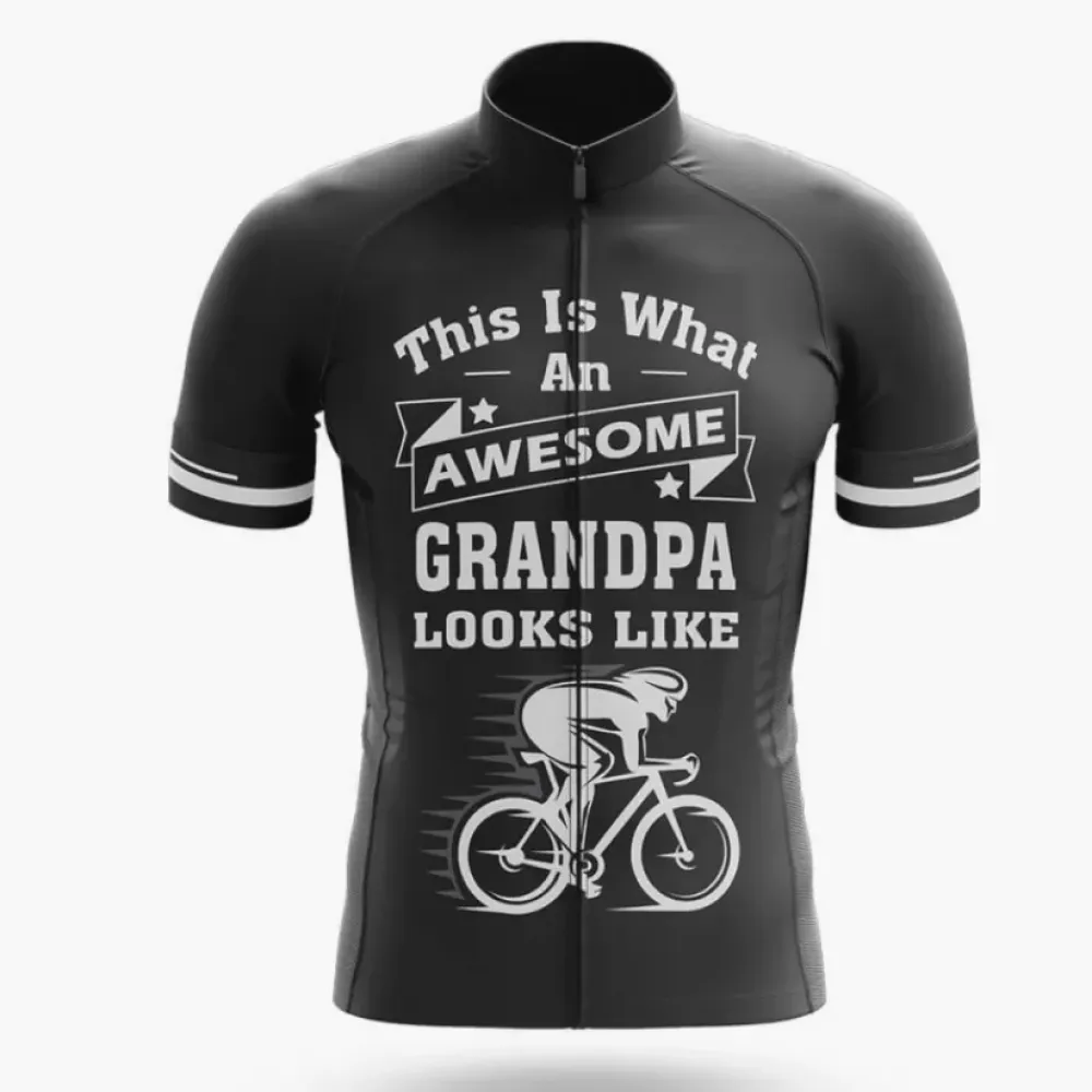 Awesome Grandpa V6 Cycling Jersey Black/White/Grey