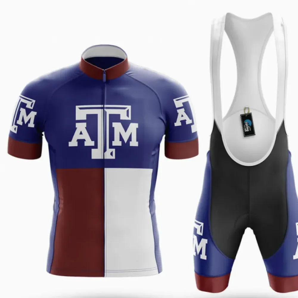 Texas A&M TX Cycling Kit Full Set Breathable Navy/White/Burgundy