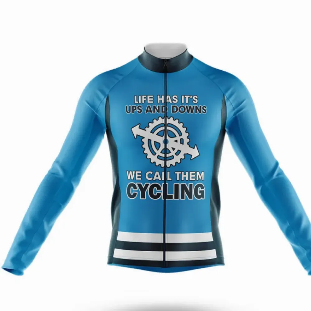 Cycling Jersey Ups And Downs Blue/White/Black