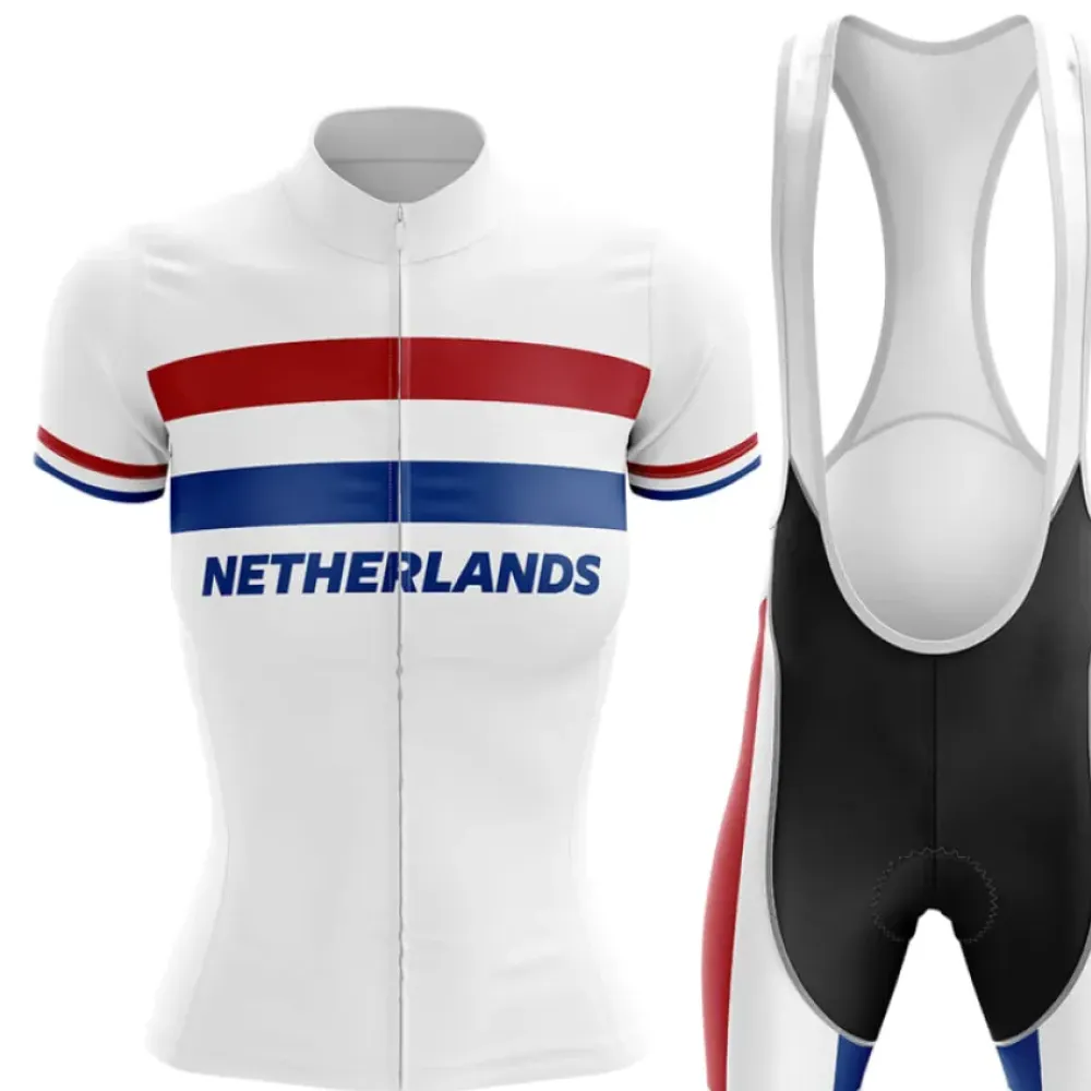 Netherlands V4 Cycling Kit White/Red/Blue