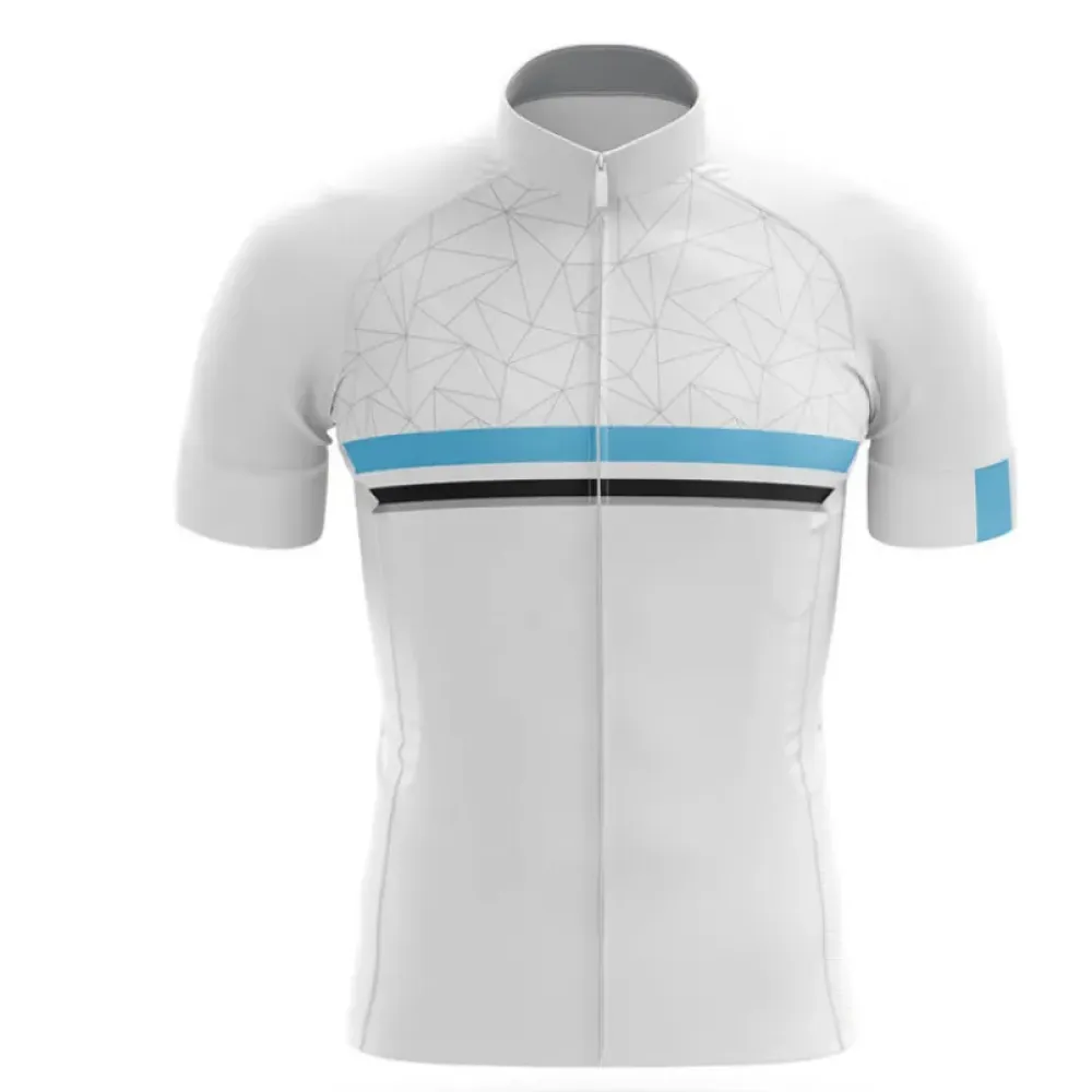 Simplicity Cycling Jersey Geometric Pattern White/Blue/Grey