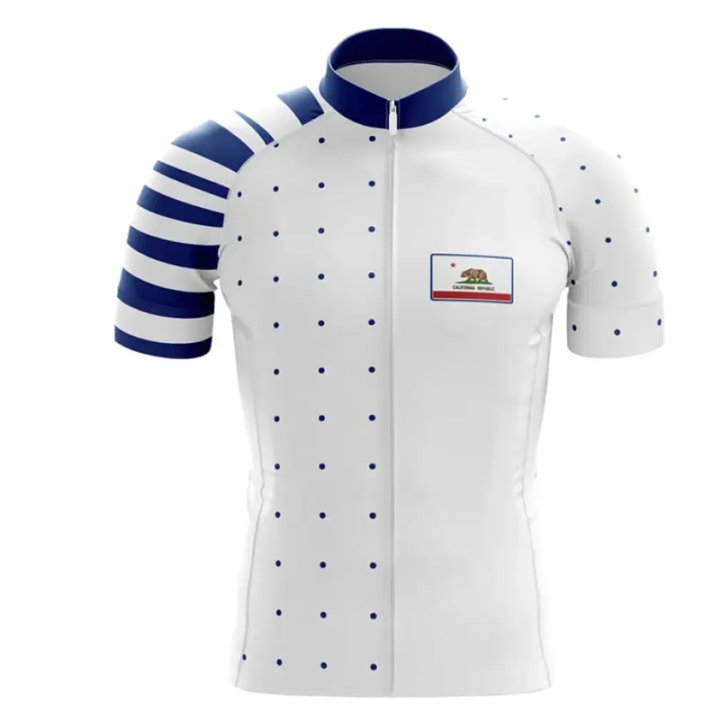 California S20 Cycling Jersey Breathable White/Blue/Grey