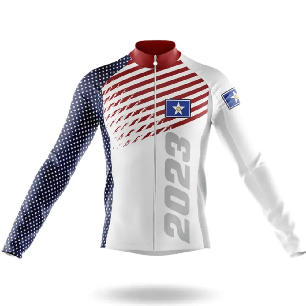 Houston 2023 V4 Cycling Jersey American Flag White/Red/Blue