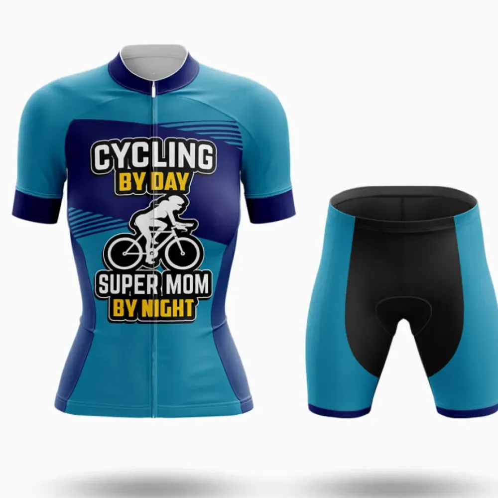 Super Mom By Night Cycling Kit Blue/Black/Turquoise