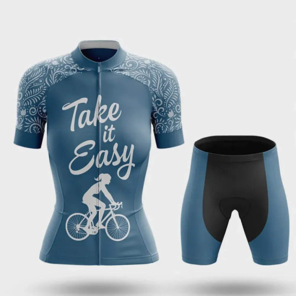 Take It Easy Women's Cycling Kit Blue/Black/Grey