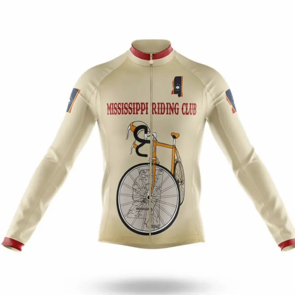 Mississippi Riding Club Long Sleeve Cycling Jersey Cream/Red/Yellow