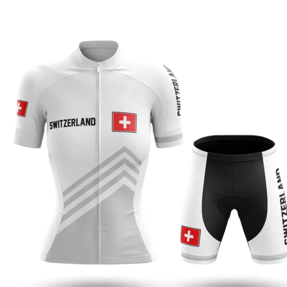 Switzerland S5 White Cycling Kit Full Set Women Black/White/Grey