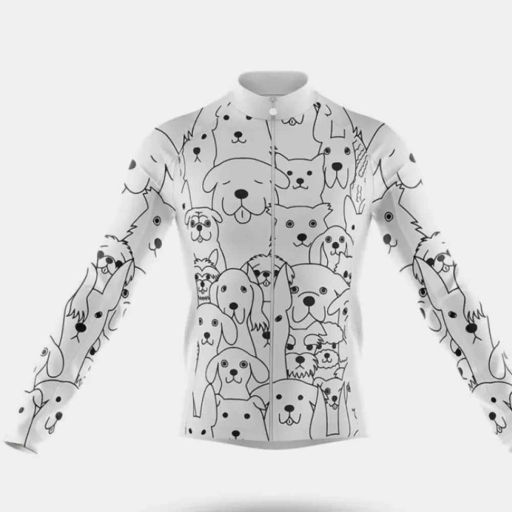 Dog Lover Long Sleeve Cycling Jersey Ver.3 Colorful White/Black/Grey