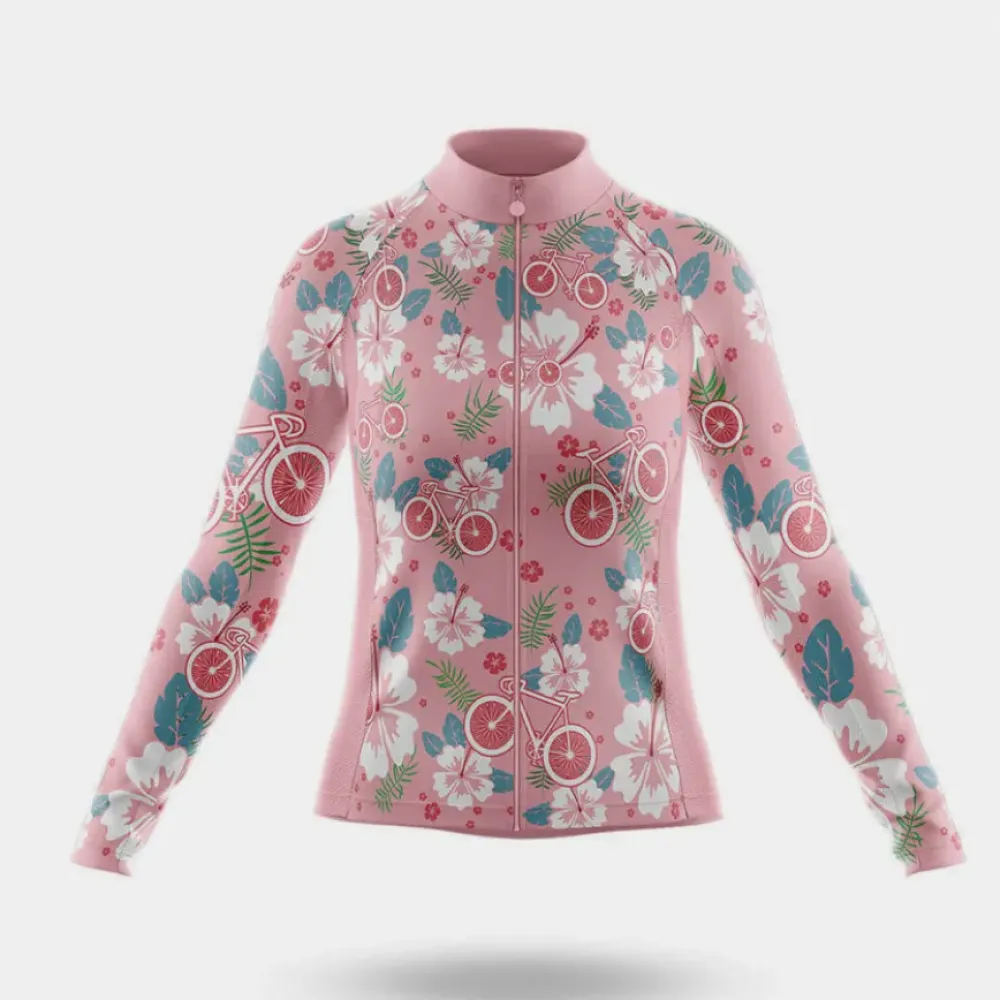 Women's Aloha Long Sleeve Cycling Jersey Pink/Floral/Green