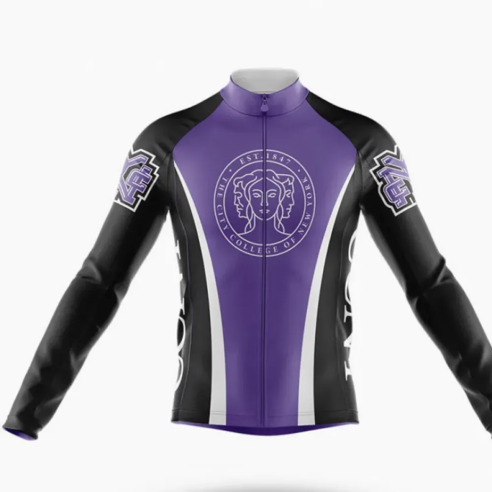 City College of New York Long Sleeve Cycling Jersey Purple/Black/White