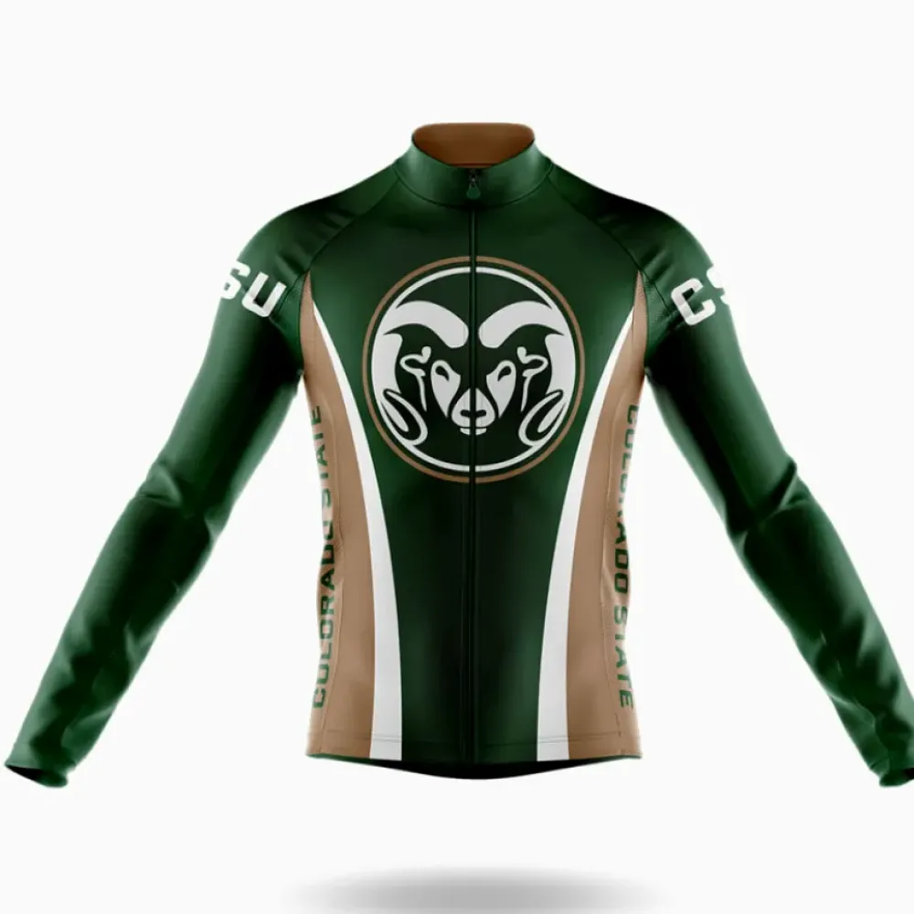 Colorado State Long Sleeve Cycling Jersey Green/Brown/White
