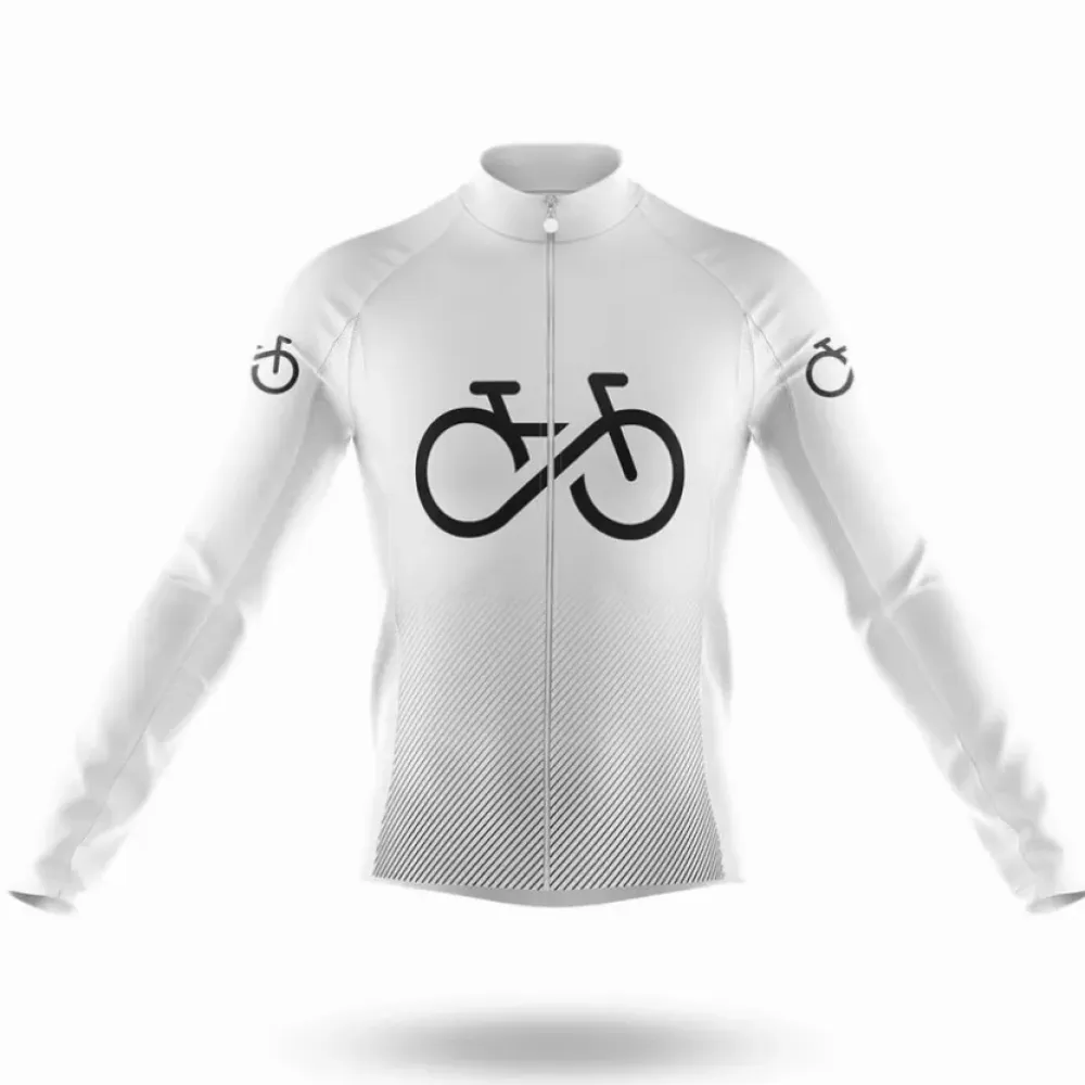 Bike Forever Long Sleeve Cycling Jersey White/Black/Silver
