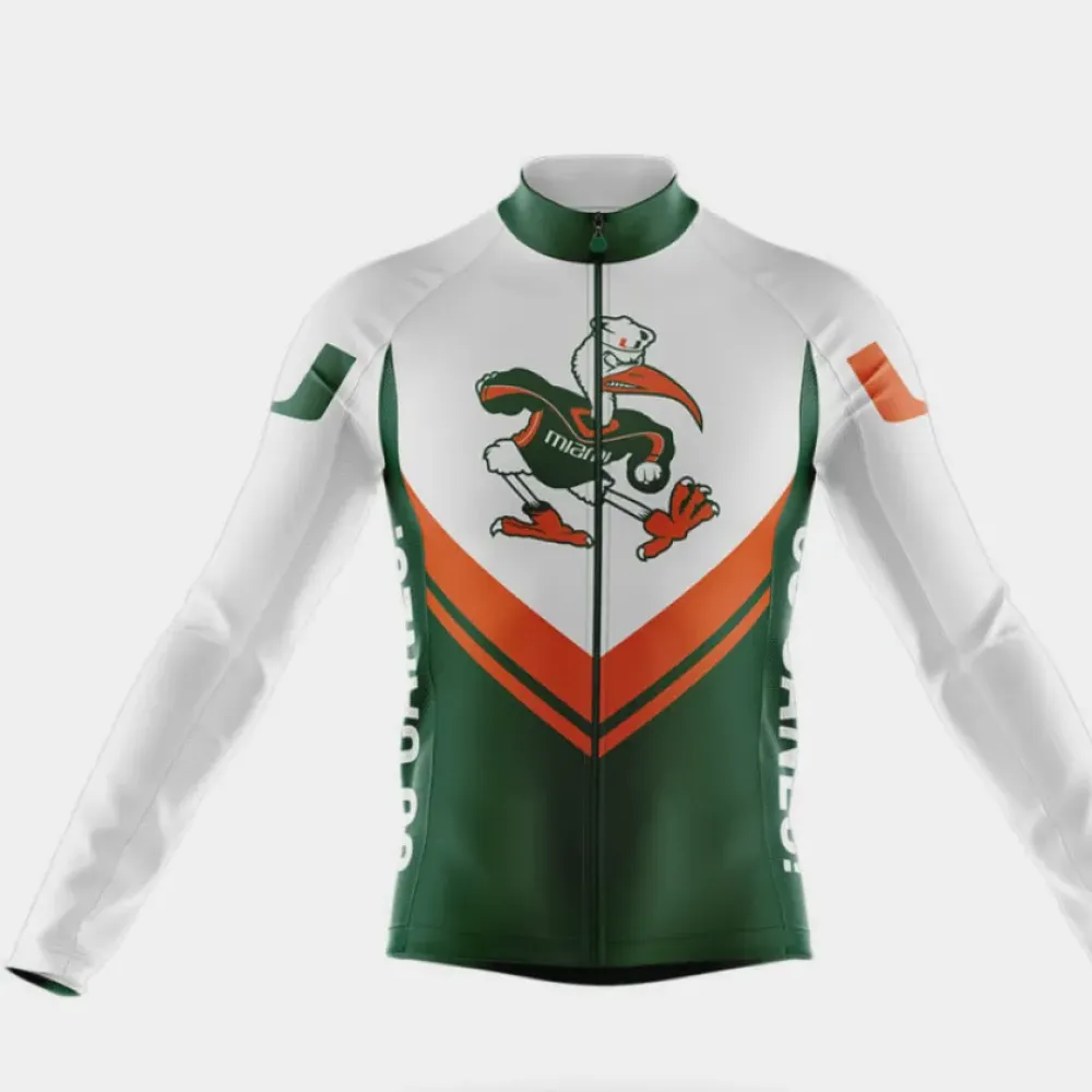Hurricanes Long Sleeve Cycling Jersey Ver.3 Eagle Green/White/Orange
