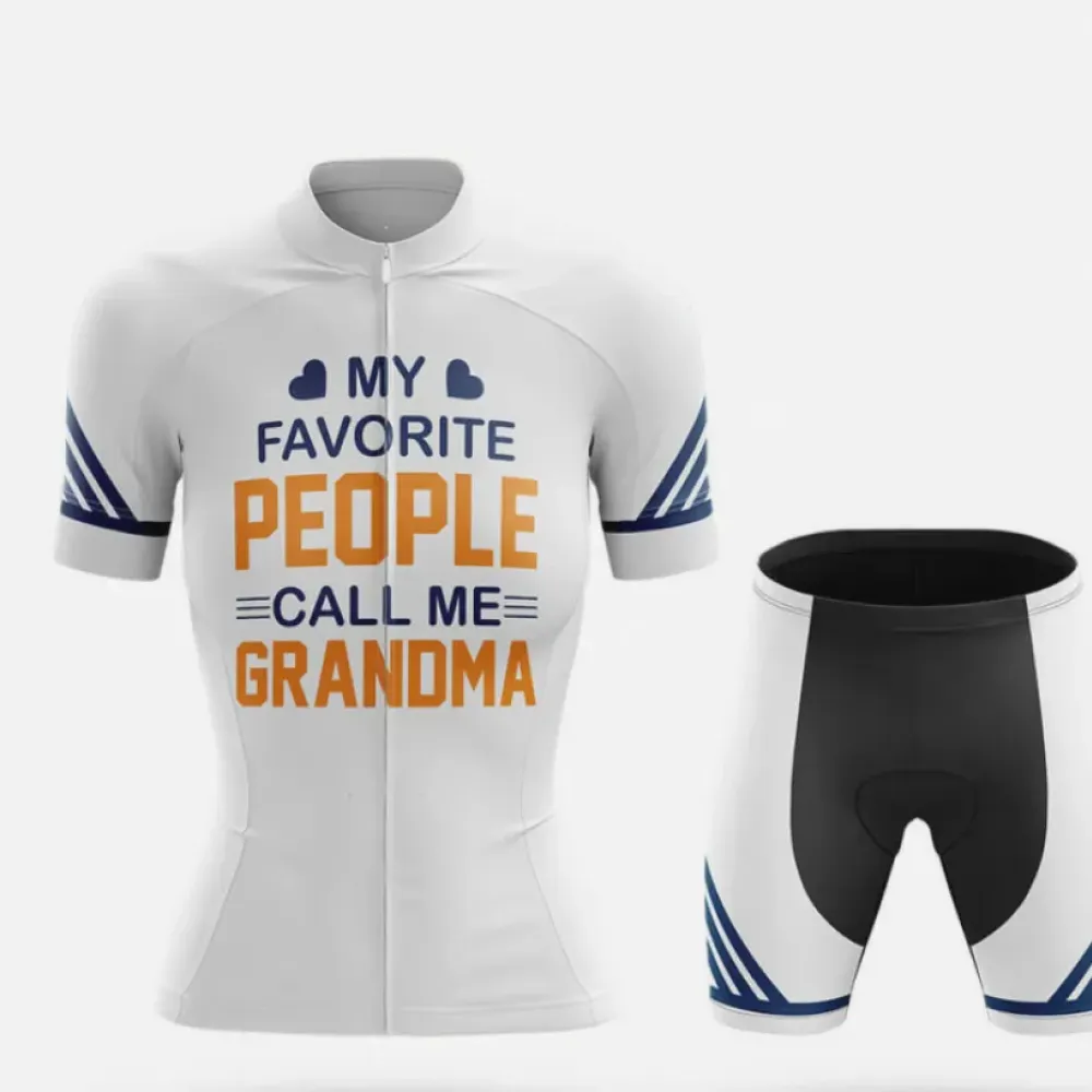 Grandma Cycling Kit Favorite People White/Blue/Grey