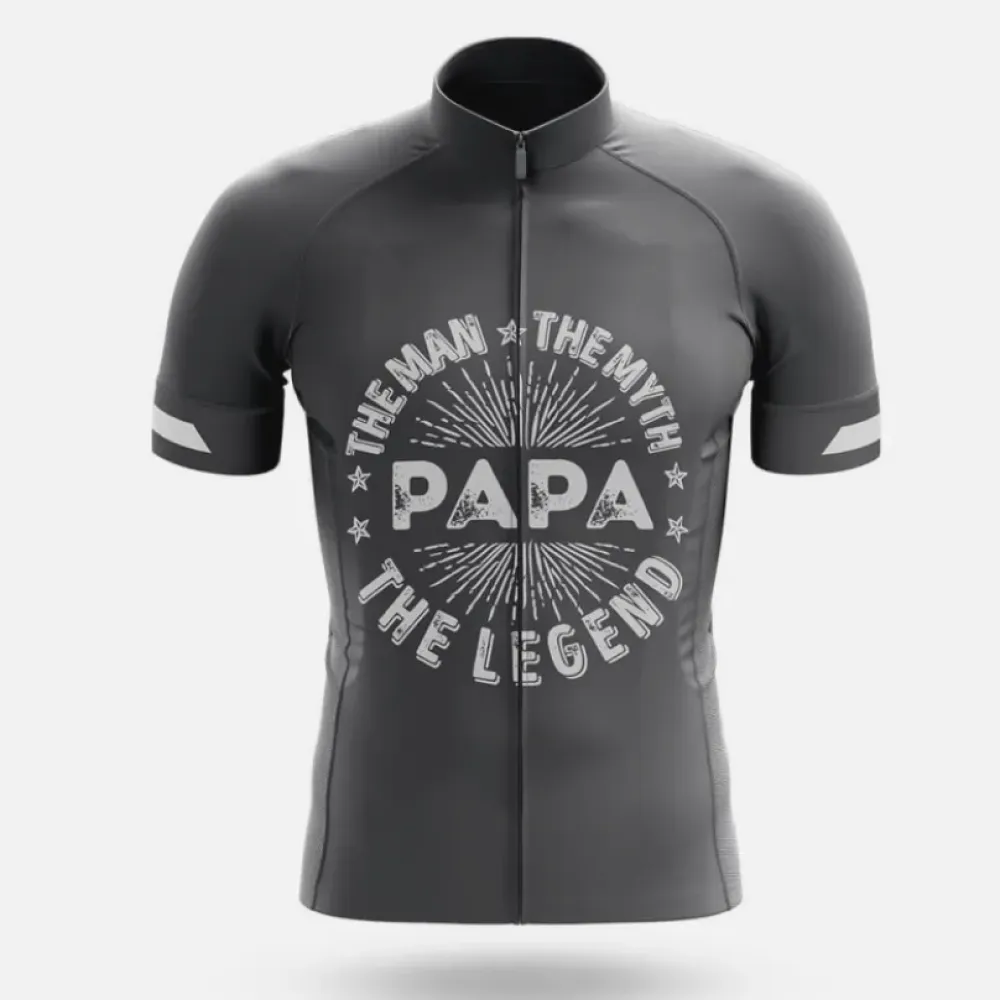 Papa The Legend Cycling Jersey Black/White/Grey