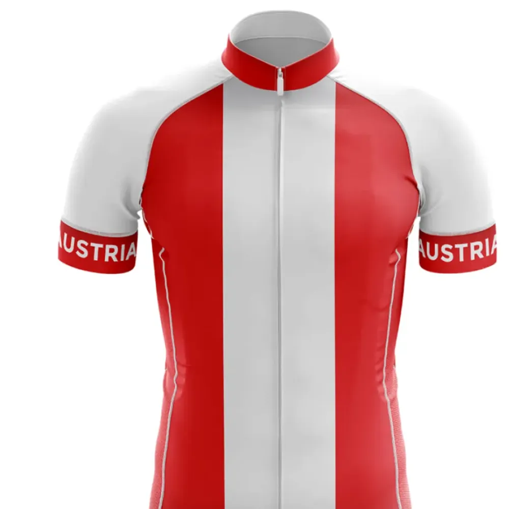 Austria Men's Cycling Jersey Red/White/Grey