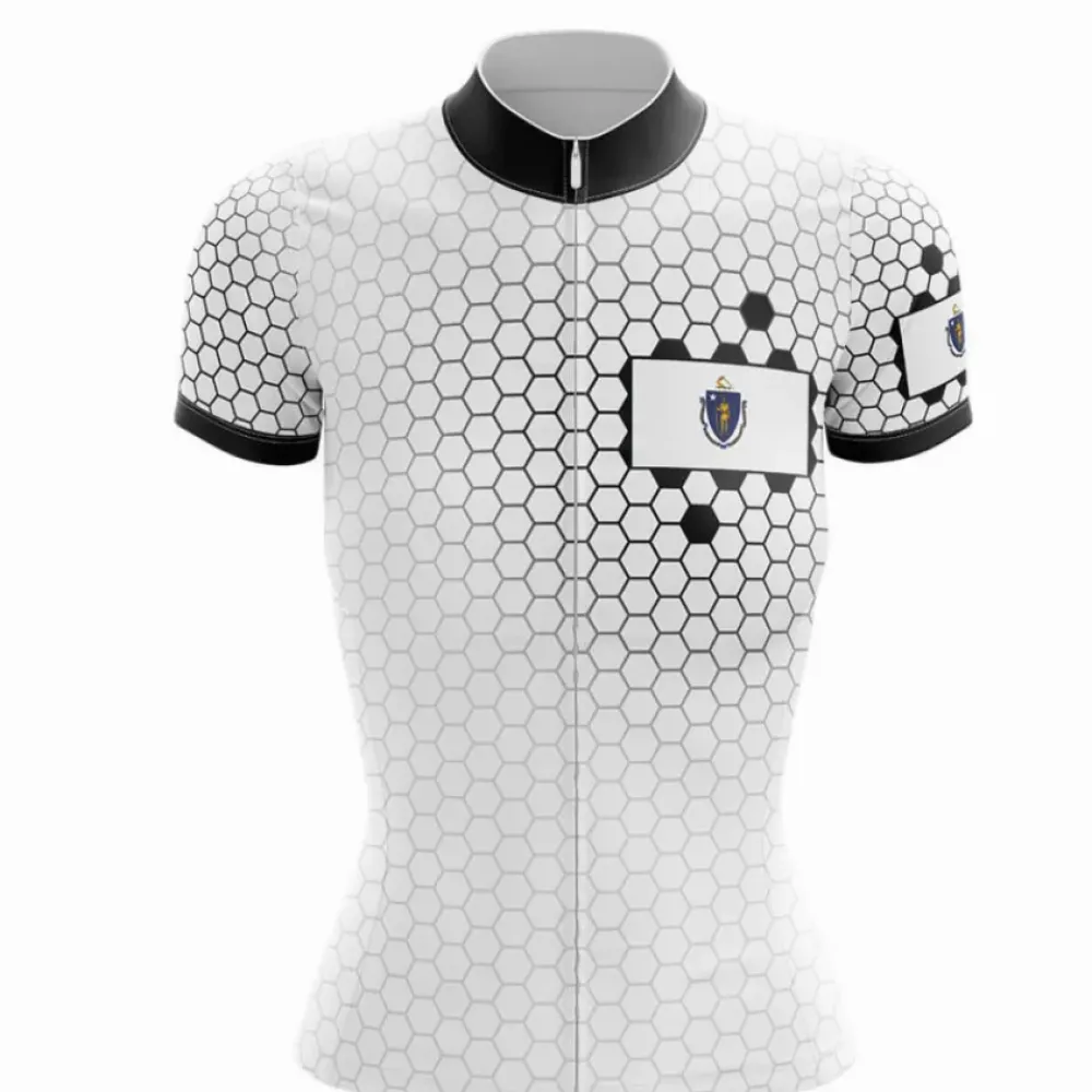 Massachusetts V7 Cycling Jersey White/Black/Grey