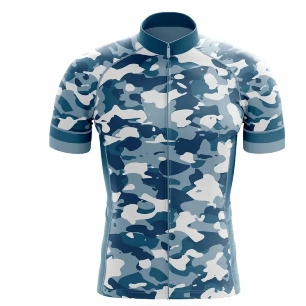 Cycling Jersey Blue Camo Navy/White/Grey