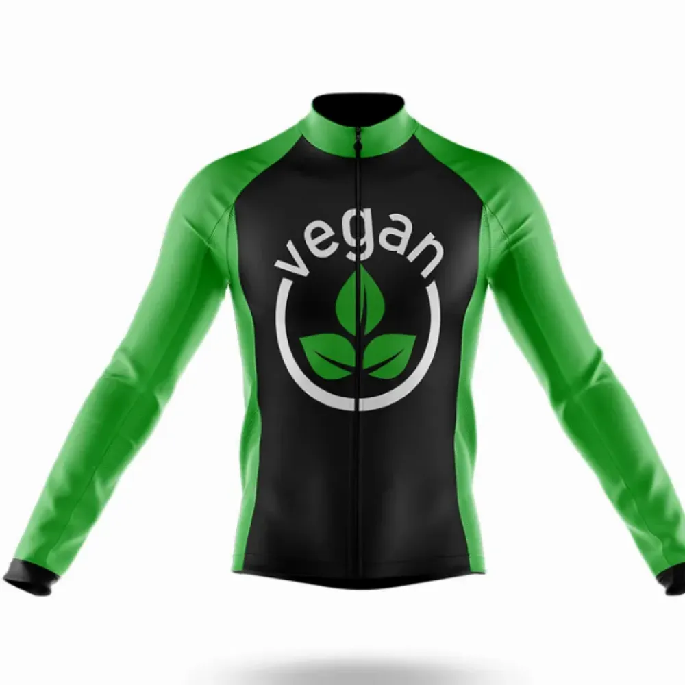Vegan Sign Long Sleeve Cycling Jersey Black/Green/White