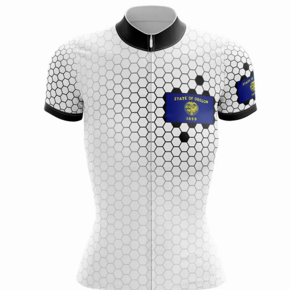 Oregon V7 Cycling Jersey White/Blue/Grey