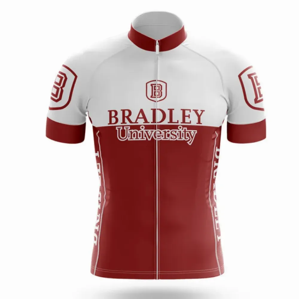 Bradley University Cycling Jersey Version 2 White/Burgundy/Red