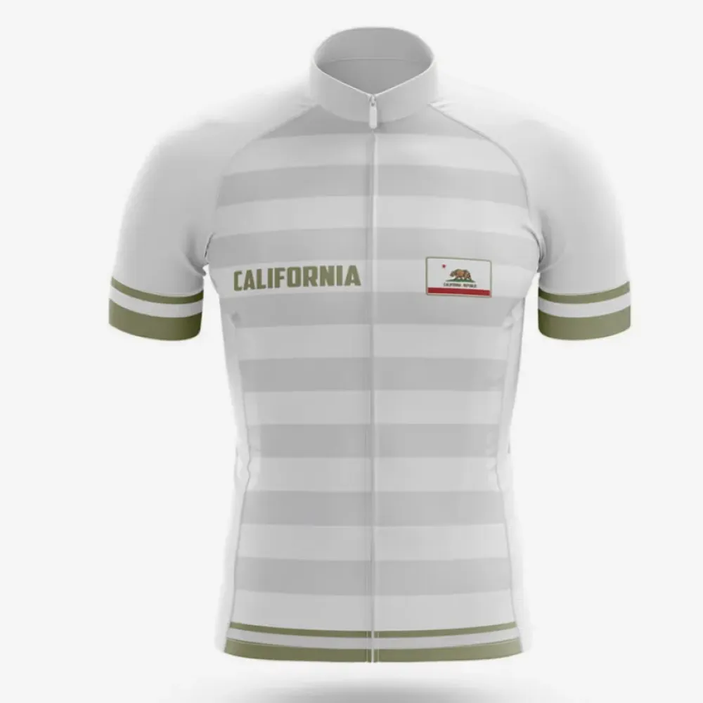 California S30 Cycling Jersey Striped White/Green/Gray