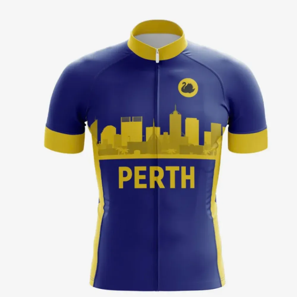 Perth Cycling Jersey Skyline Navy/Yellow/Gold