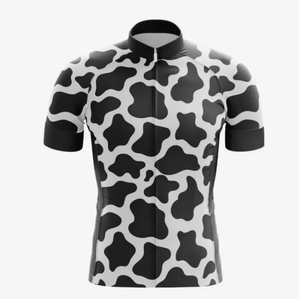 Cow Print Cycling Jersey Black/White/Gray