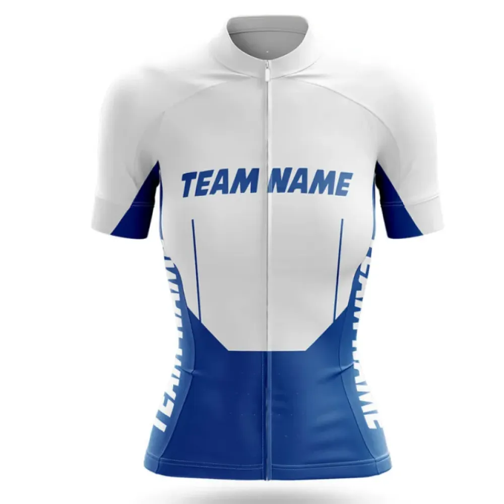 Custom Team Name M9 Women's Cycling Jersey White/Dark Blue/Gray